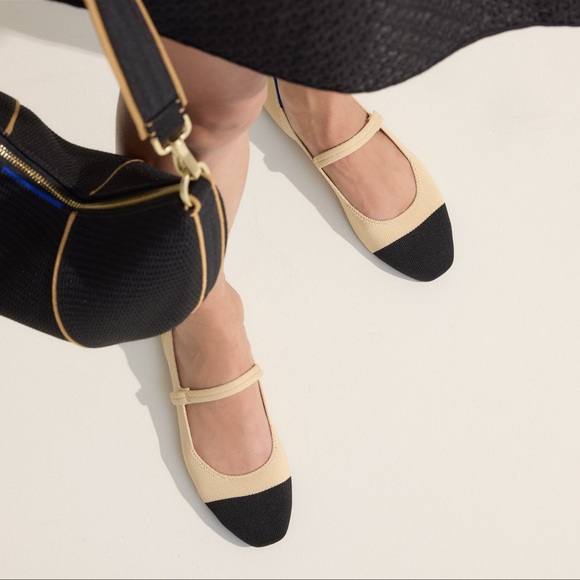 Rothy's Beige and Black Mary Jane Flats - Picture 2 of 7